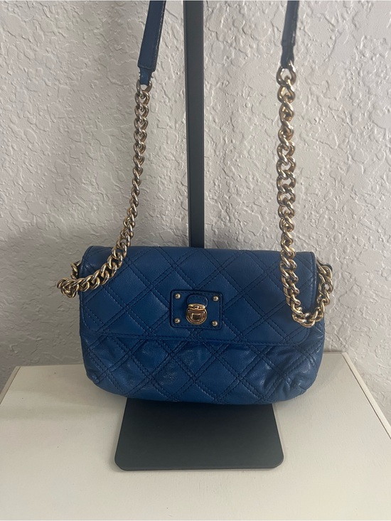 Marc Jacobs Handbags - Marc Jacobs Quilted Blue Leather Bag with Gold Chain